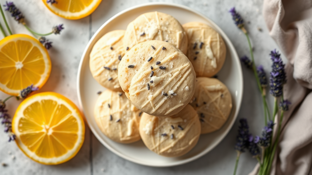 Lemon Lavender Shortbread Cookies