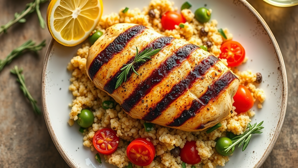 Lemon Rosemary Grilled Chicken with Quinoa Salad