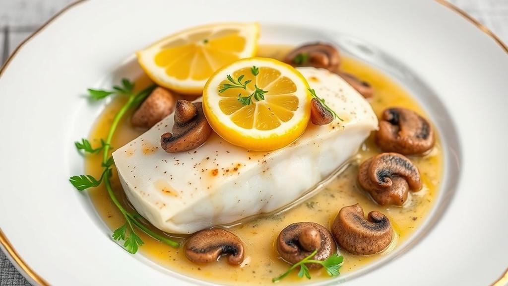 Lemon Sole with Mushroom Sauce