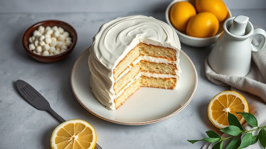 Lemon Vanilla Layer Cake with Cream Cheese Frosting