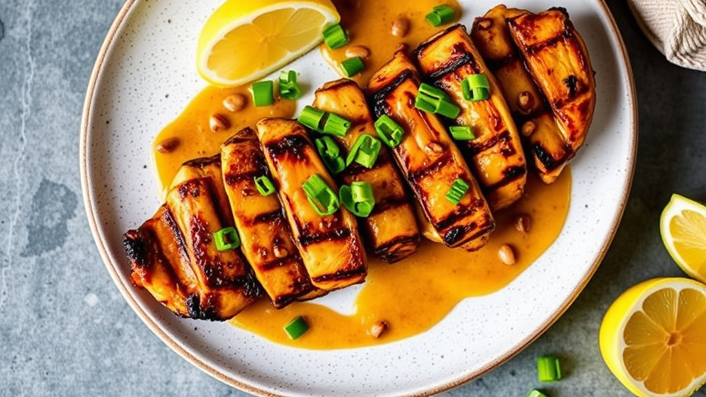 Lemongrass and Ginger Grilled Chicken with Macadamia Nut Satay Sauce