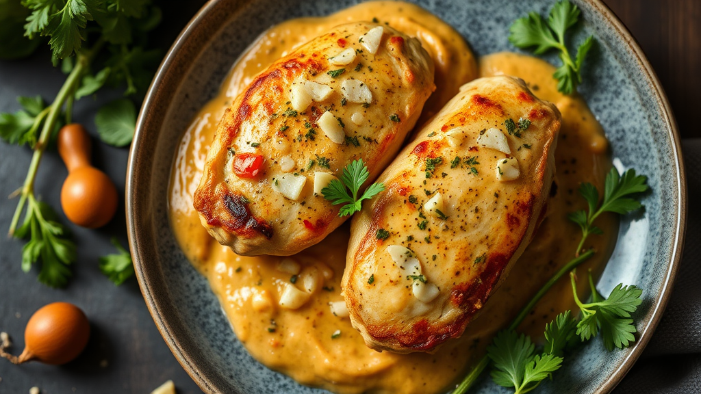 Low Carb Pan-Seared Chicken Breasts in Pepper Parmesan Sauce