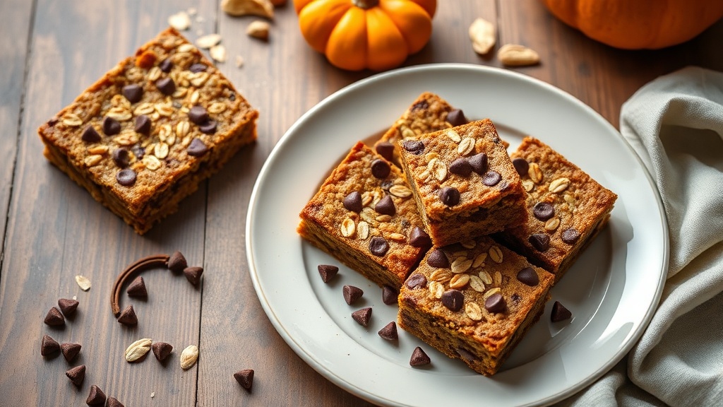 Low Sugar Low Carb Pumpkin Oat Chocolate Chip Bars