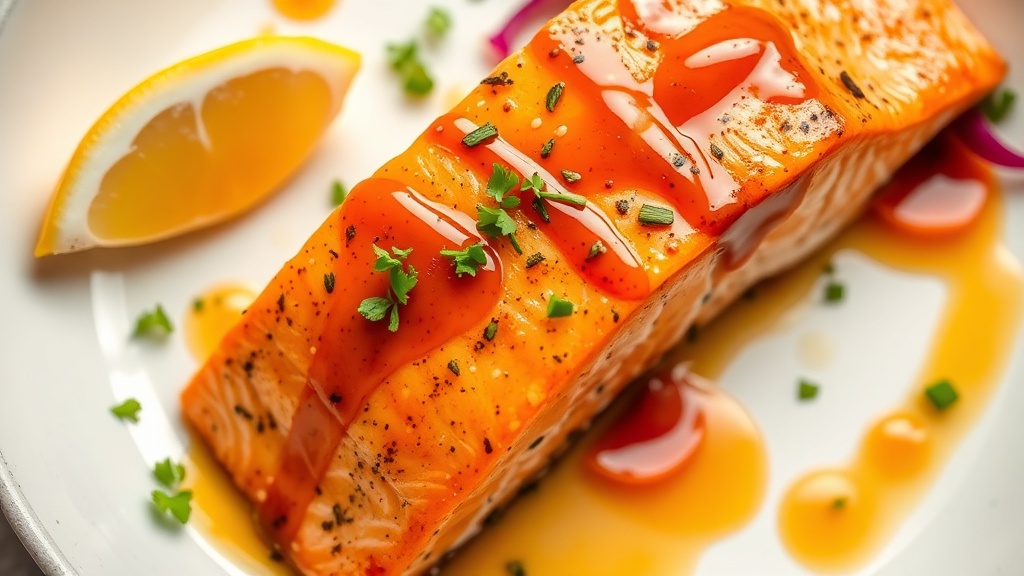 Maple-Dijon Glazed Salmon with Spicy Honey Drizzle