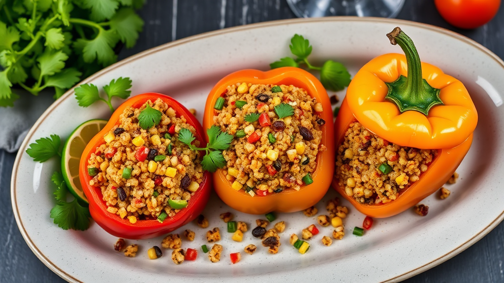 Masala Quinoa-Stuffed Bell Peppers