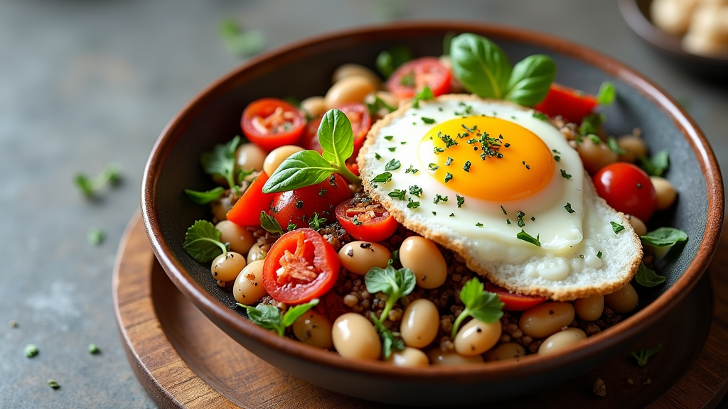 Mediterranean Bean and Sauerkraut Breakfast Bowl