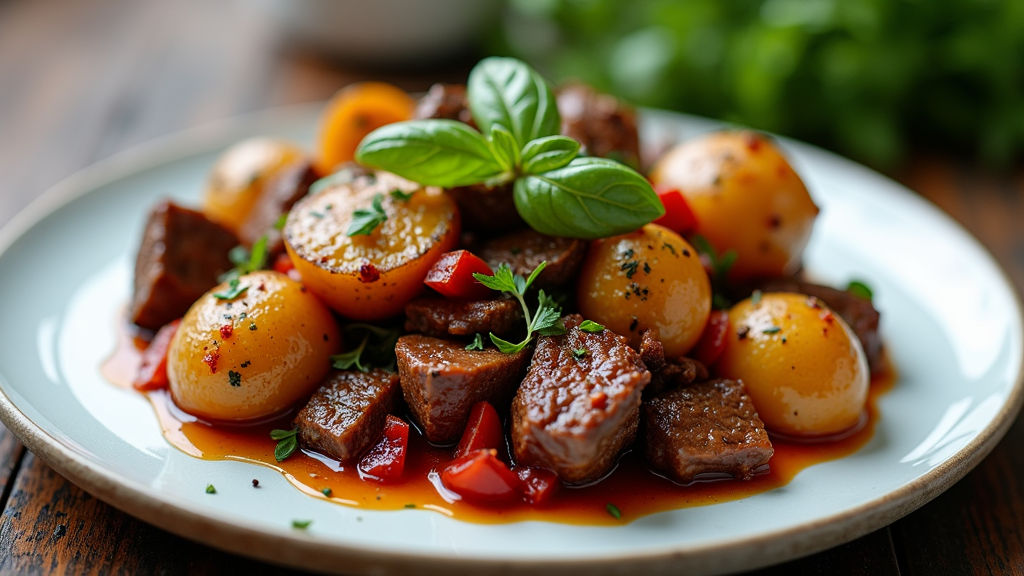 Mediterranean Beef and Potato Bake