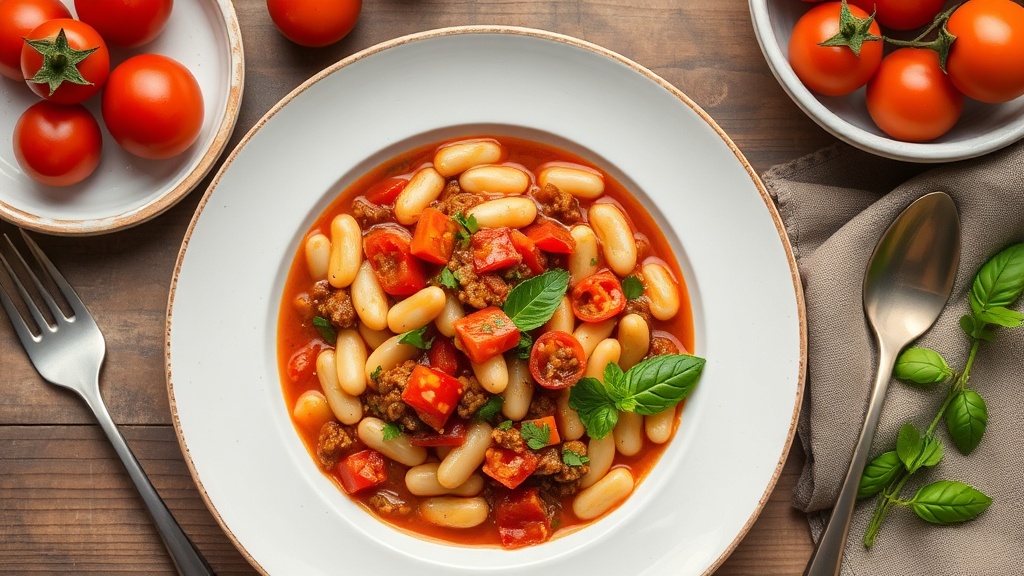 Mediterranean Cannellini Bean Stew with Tomato Pesto