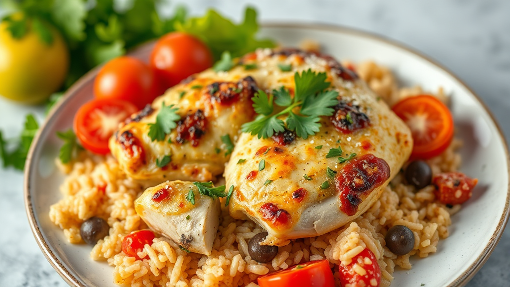 Mediterranean Chicken and Rice Bake