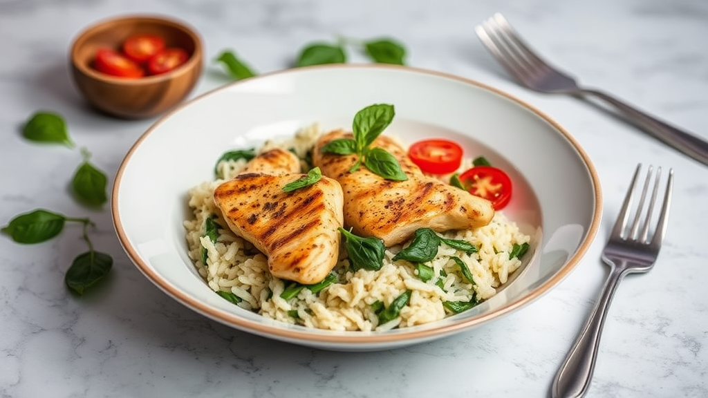 Mediterranean Chicken and Spinach Rice Bowl