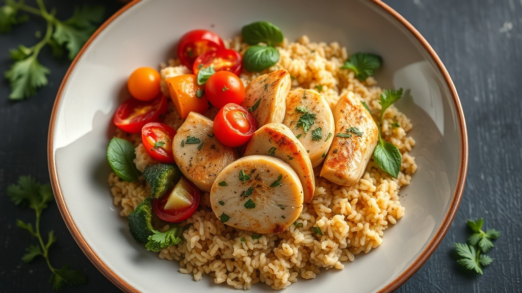Mediterranean Chicken and Vegetable Rice Bowl