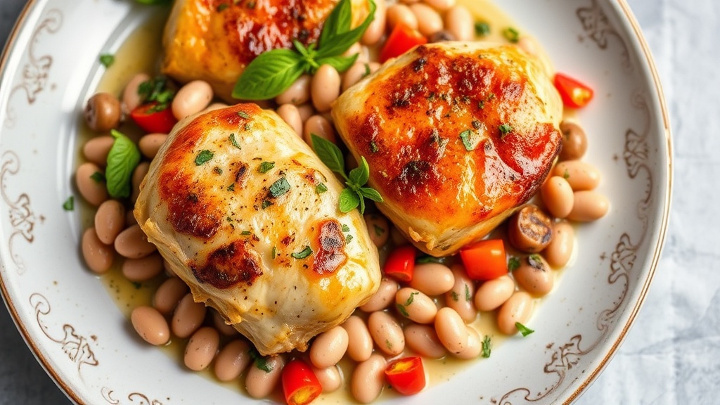 Mediterranean Chicken and White Bean Bake