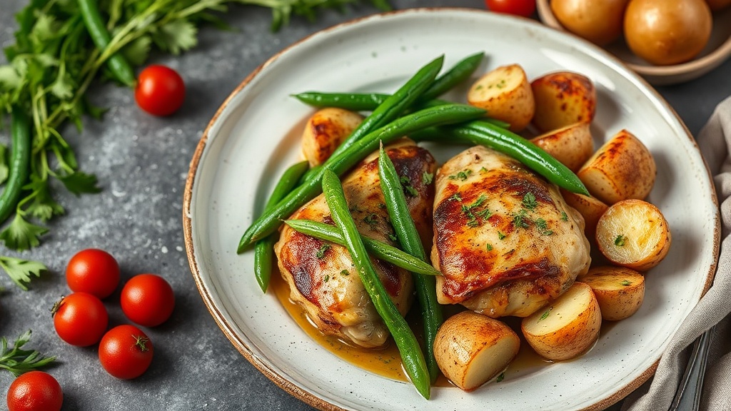 Mediterranean Chicken Thighs with Green Beans and Potatoes