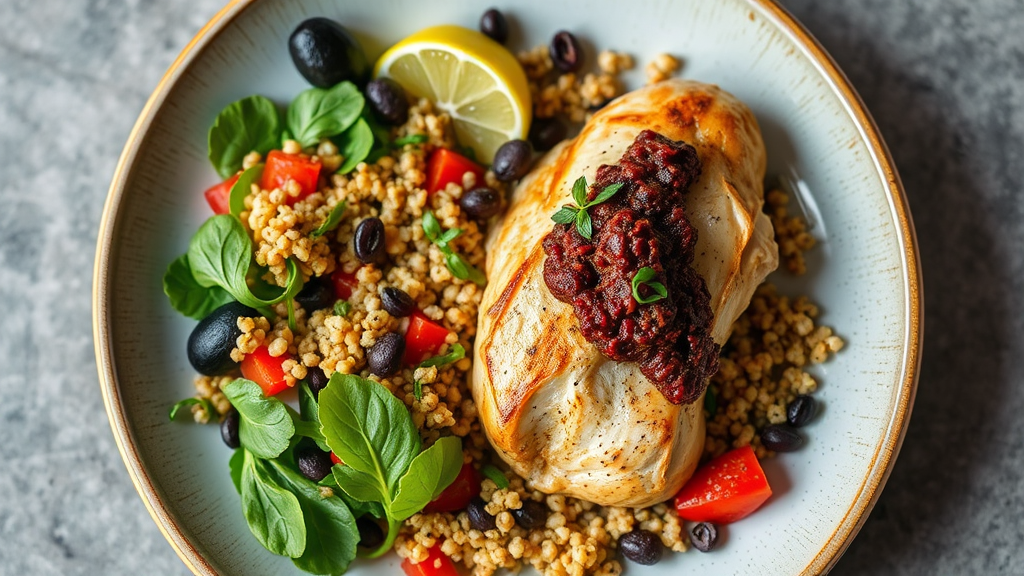 Mediterranean Chicken with Olive Tapenade and Quinoa Salad