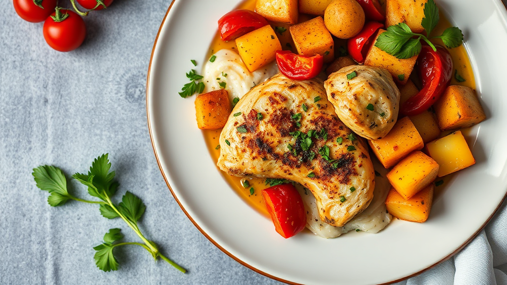 Mediterranean Chicken with Peppers and Potatoes