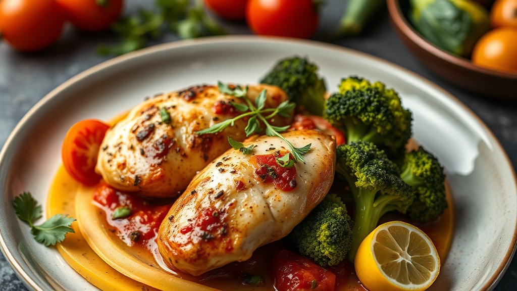 Mediterranean Chicken with Tomato and Broccoli