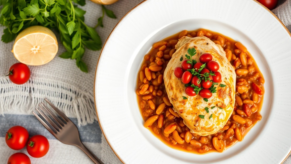 Mediterranean Chicken with Tomato Lentils