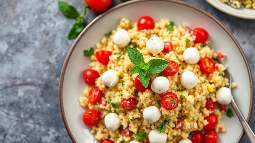 Mediterranean Couscous Salad with Mozzarella and Mint