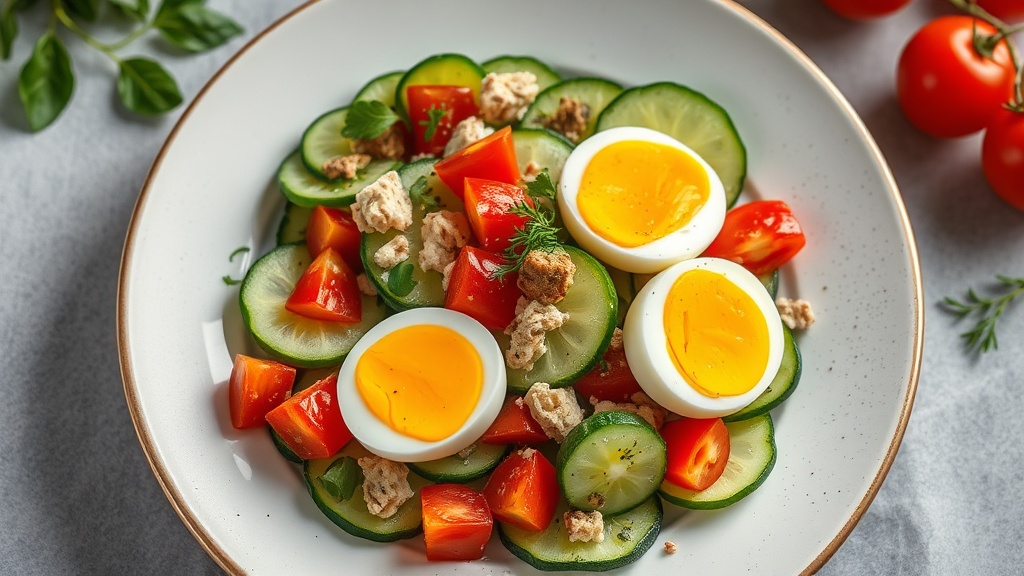 Mediterranean Cucumber Salad with Eggs