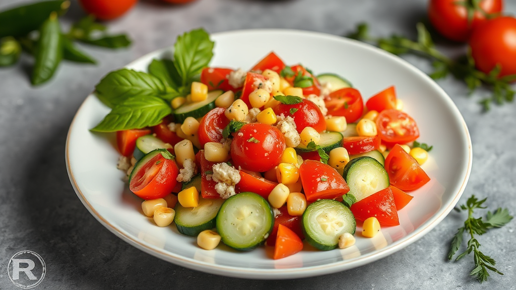 Mediterranean Cucumber, Tomato, and Corn Salad