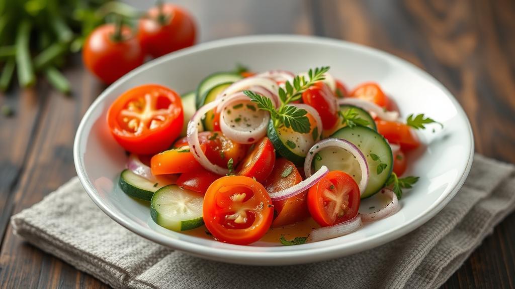 Mediterranean Cucumber, Tomato, and Onion Salad