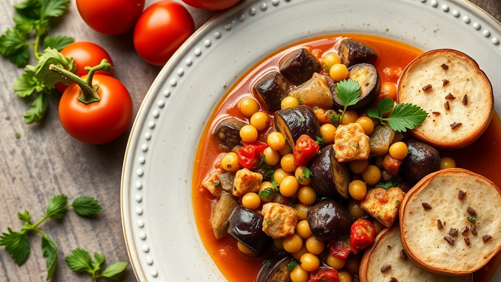 Mediterranean Eggplant and Garbanzo Bean Stew