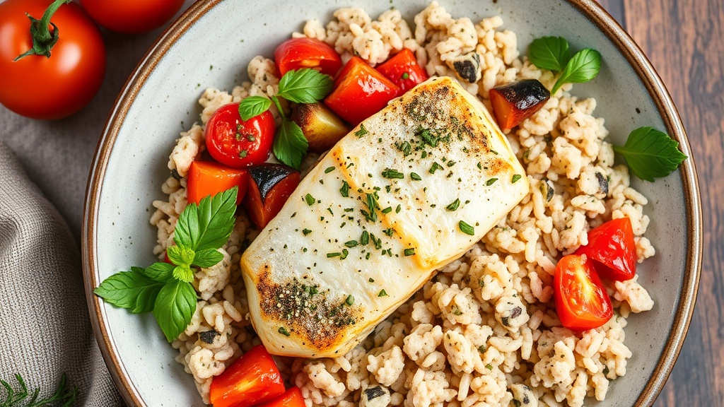 Mediterranean Fish Mix with Herbed Rice