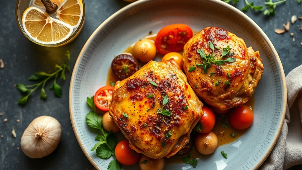 Mediterranean Garlic Wine Chicken Thighs