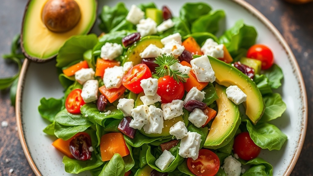 Mediterranean Green Salad with Avocado and Feta