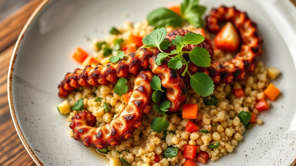Mediterranean Grilled Octopus with Quinoa Tabbouleh