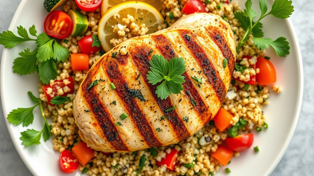 Mediterranean Herb Grilled Chicken with Quinoa Tabbouleh