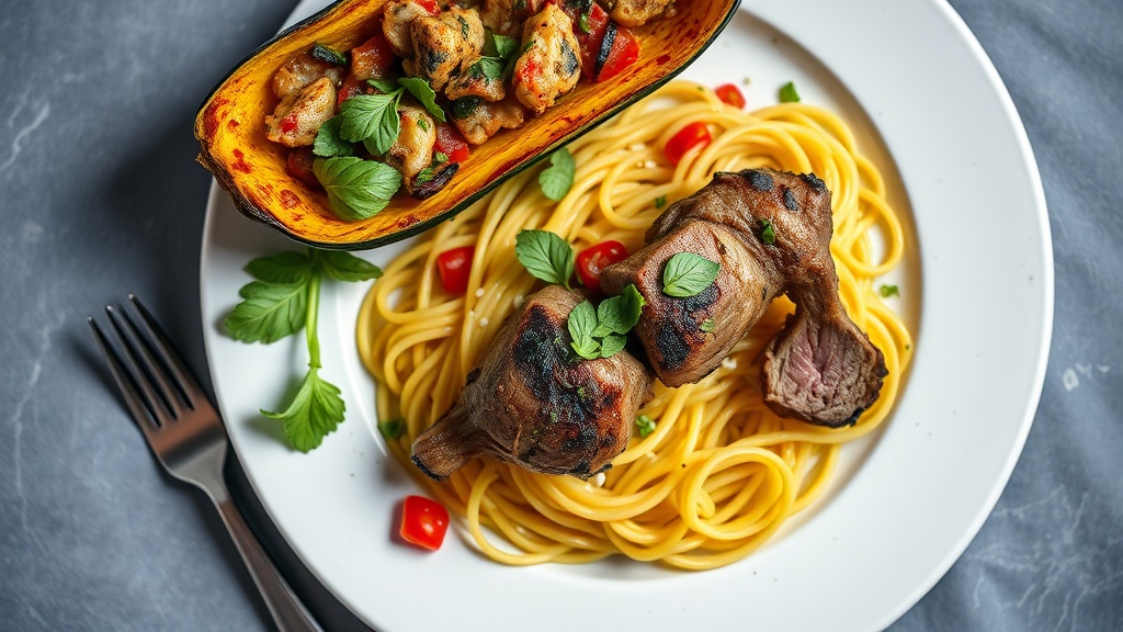 Mediterranean Lamb and Aubergine Spaghetti Squash