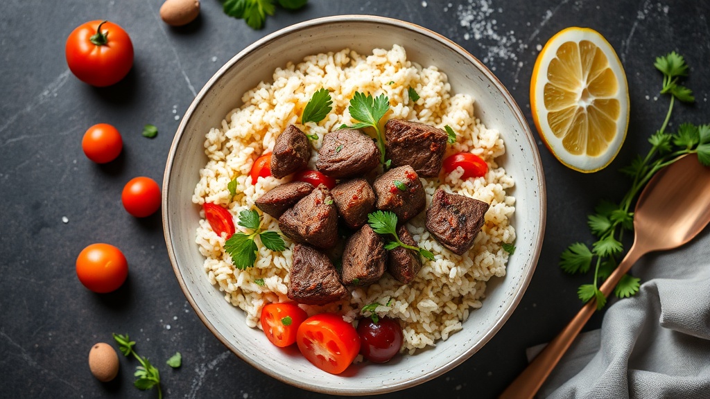Mediterranean Lamb Rice Bowl