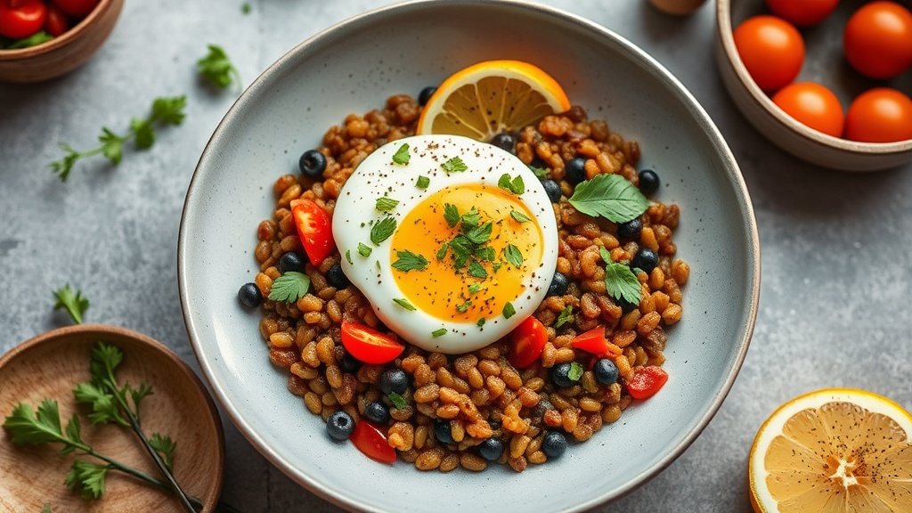Mediterranean Lentil and Egg Bowl