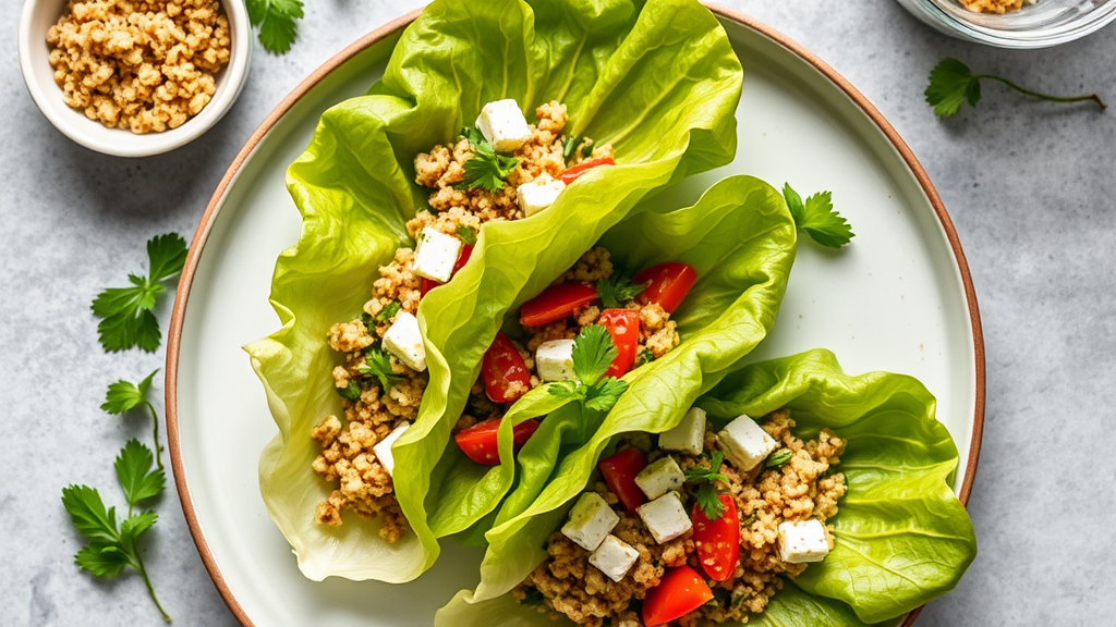 Mediterranean Lettuce Wraps with Quinoa and Feta