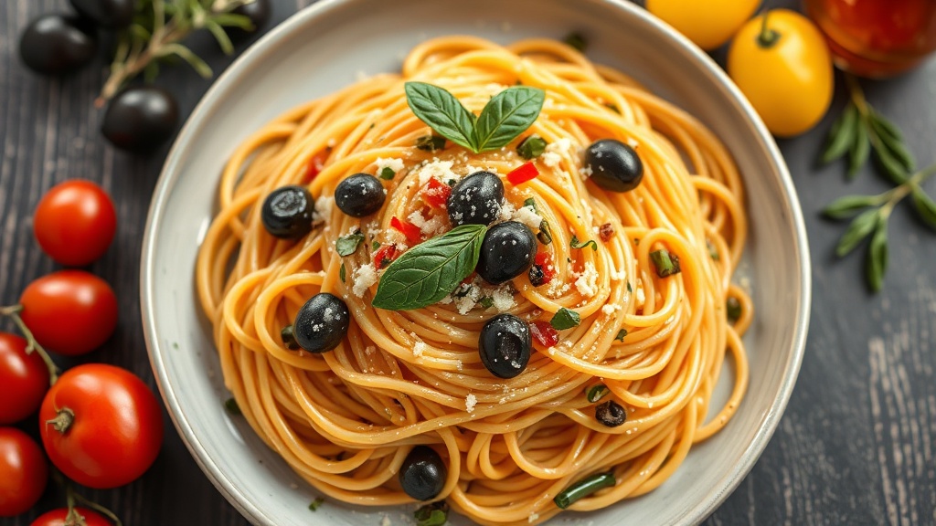 Mediterranean Olive Spaghetti