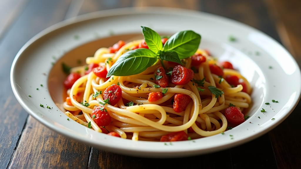 Mediterranean Pasta with Sun-Dried Tomatoes and Basil