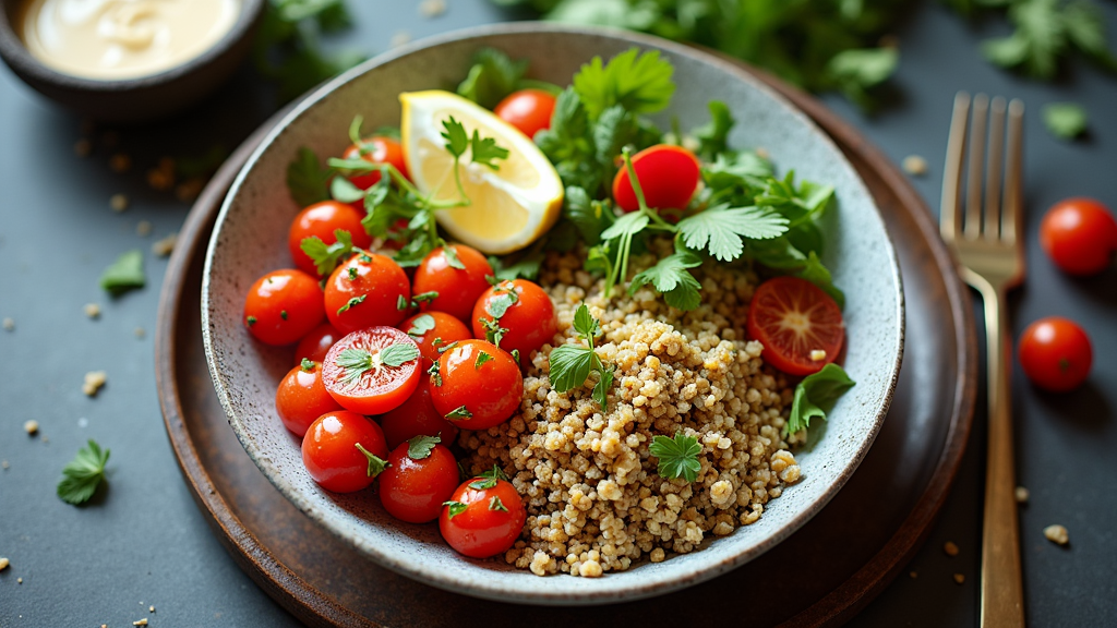 Mediterranean Quinoa Bowl with Lemon-Tahini Dressing
