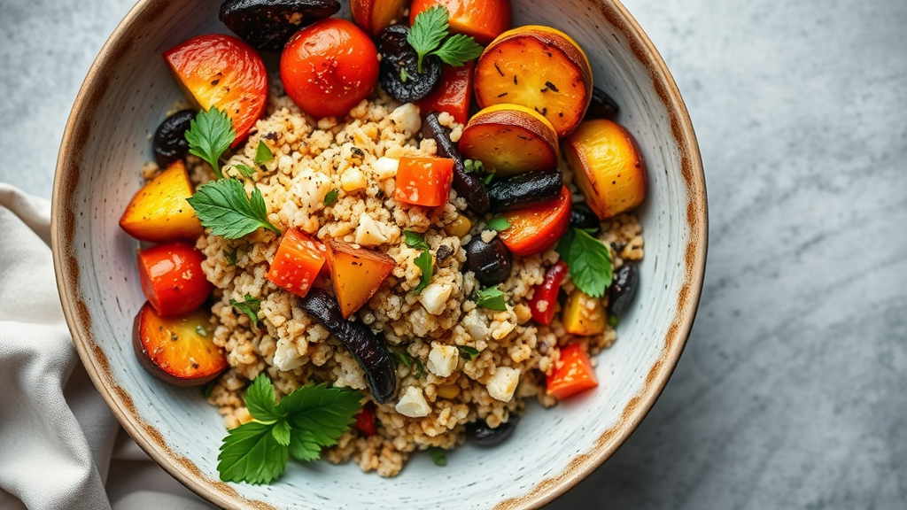 Mediterranean Quinoa Bowl with Roasted Vegetables