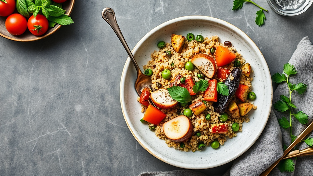 Mediterranean Quinoa Bowl with Zaatar Chicken and Roasted Vegetables