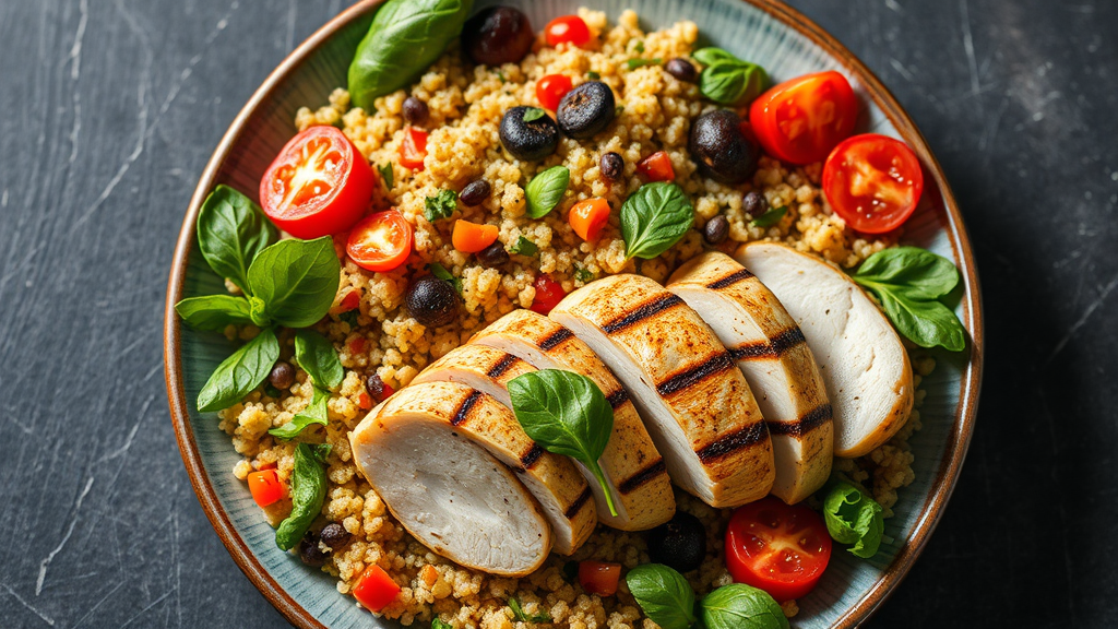 Mediterranean Quinoa Salad with Grilled Chicken