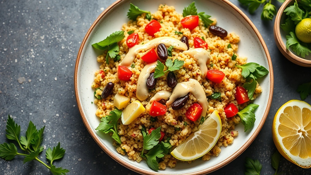Mediterranean Quinoa Salad with Lemon-Tahini Dressing