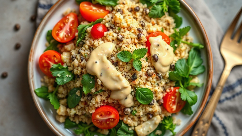 Mediterranean Quinoa Salad with Lemon-Tahini Dressing