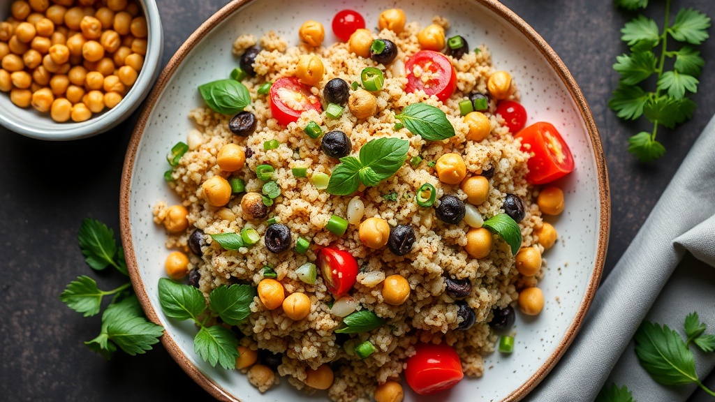 Mediterranean Quinoa Salad with Roasted Chickpeas