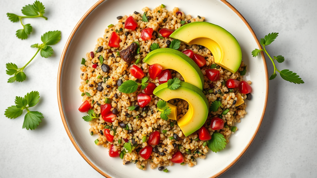 Mediterranean Quinoa Tabbouleh with Avocado and Pomegranate