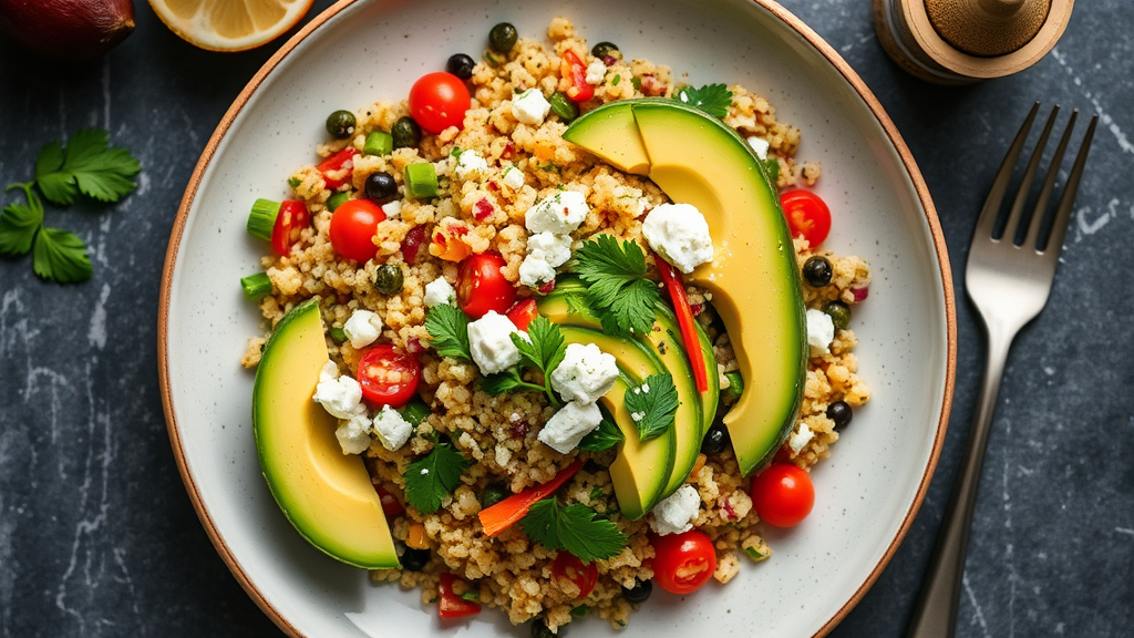 Mediterranean Quinoa Tabbouleh with Feta and Avocado