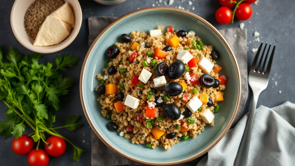 Mediterranean Quinoa Tabbouleh with Feta and Olives