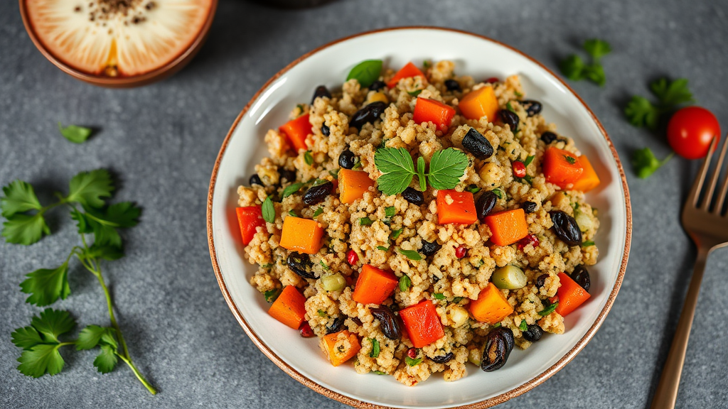 Mediterranean Quinoa Tabbouleh with Roasted Vegetables