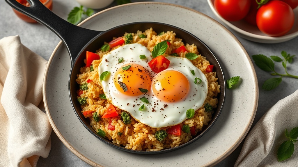 Mediterranean Rice and Egg Skillet