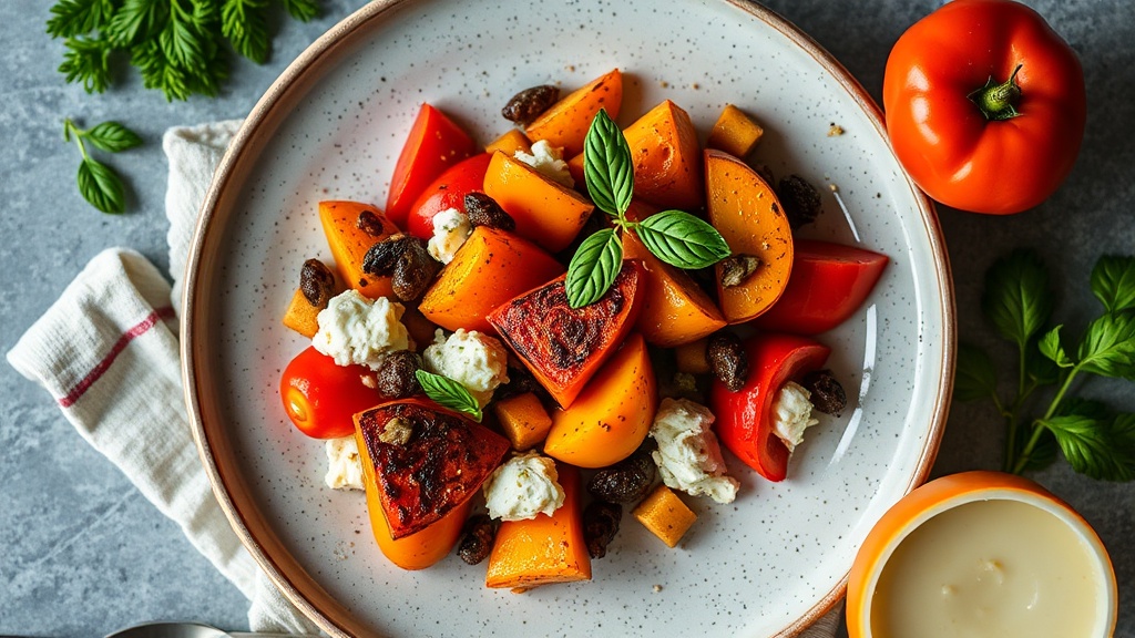 Mediterranean Roasted Pepper and Squash Feta Bake